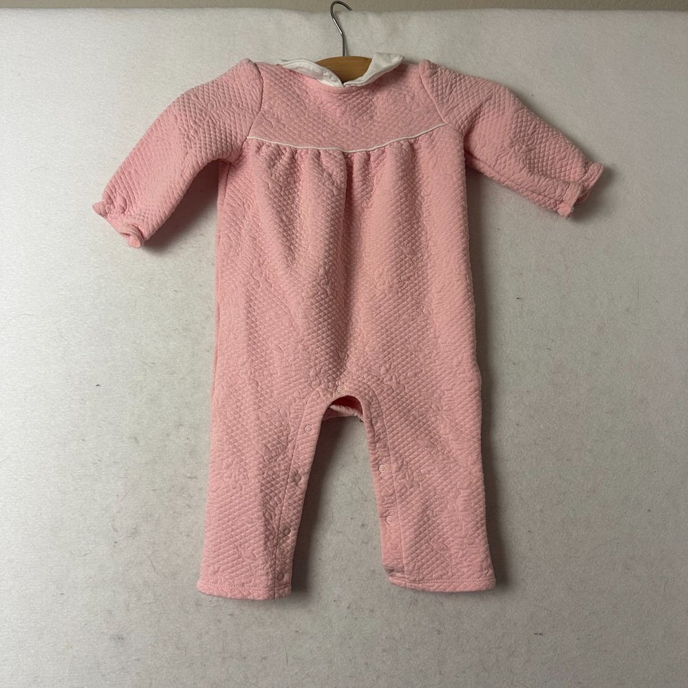 Janie and Jack Baby Girl Pink Quilted Peter‎ Pan Collar Romper 6-12 Months